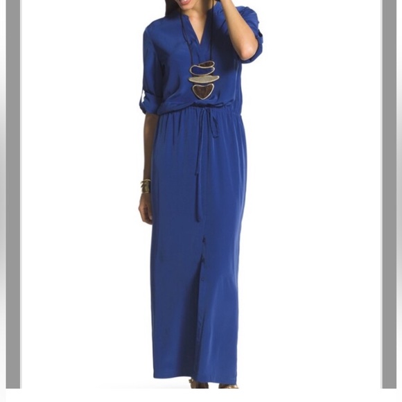 Chico’s 👗👚Black label Elegant Blue Maxi Dress & Chico’s Tunic Top 🎁 - Picture 1 of 16
